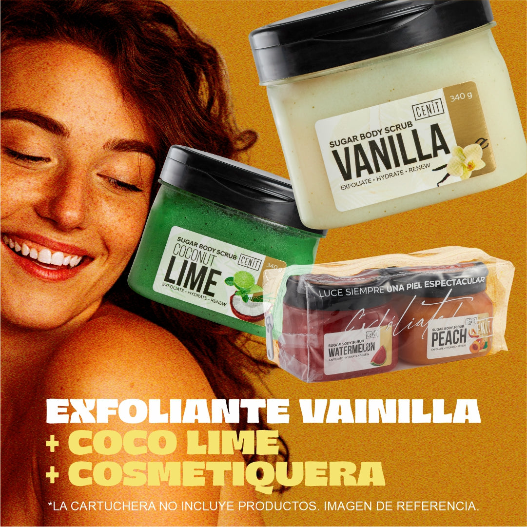 Duo exfoliante Vainilla y Coco Lime, GRATIS COSMETIQUERA