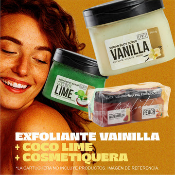 Duo exfoliante Vainilla y Coco Lime, GRATIS COSMETIQUERA